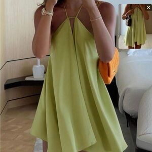 Sleeveless Halter Swing Dress in Light Green